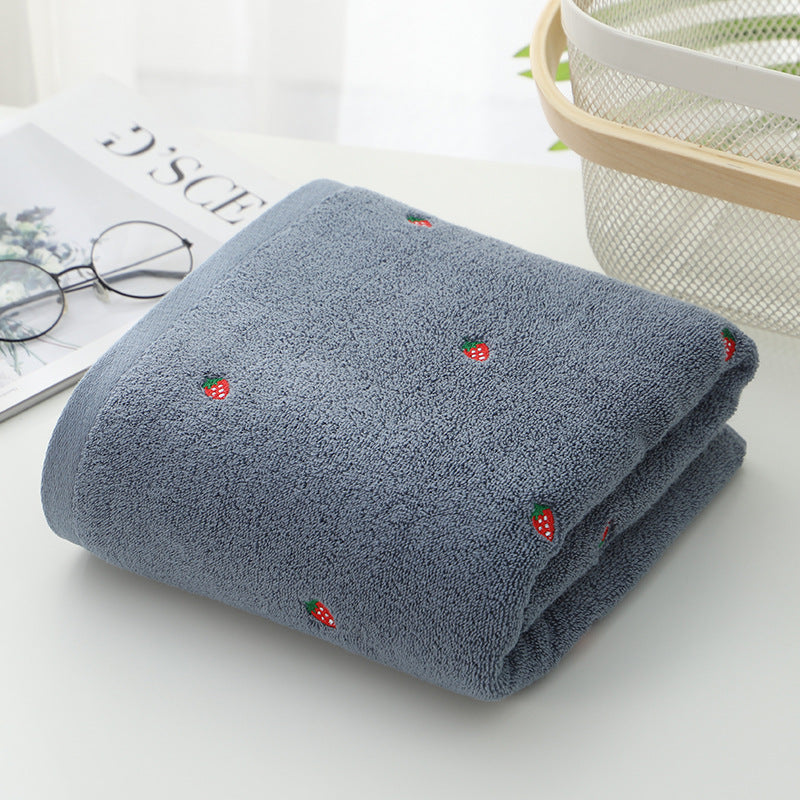 Strawberry Embroidered Cotton Towel