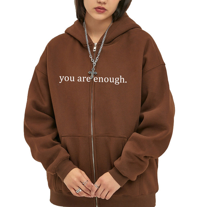 Hoodies Plus Size Sweatshirt Casual Drawstring Zipper Clothes (Dear Person behind me the world is a better place with you in it)