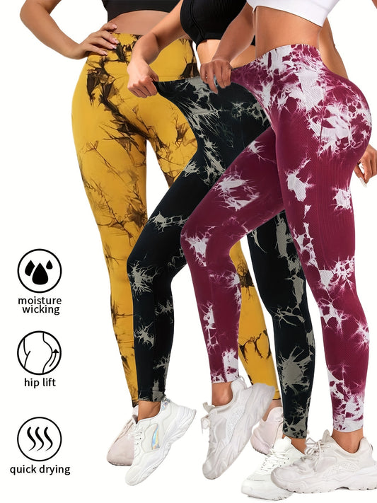 3 Pack Tie Dye Workout Seamless Leggings For Women High Waist Gym Leggings Yoga Pants, Seamless Leggings For Women High Waist Yoga Pants