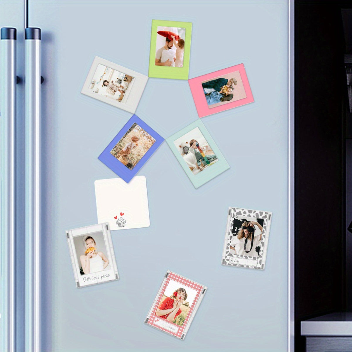 Creative Magnetic Small Photo Frame, DIY Magnetic Sheet Versatile Combination Display Frame Magnetic Picture Frame Mini Picture Frames Set For Refrigerator Wallet Size Picture Frames