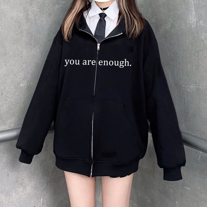 Hoodies Plus Size Sweatshirt Casual Drawstring Zipper Clothes (Dear Person behind me the world is a better place with you in it)