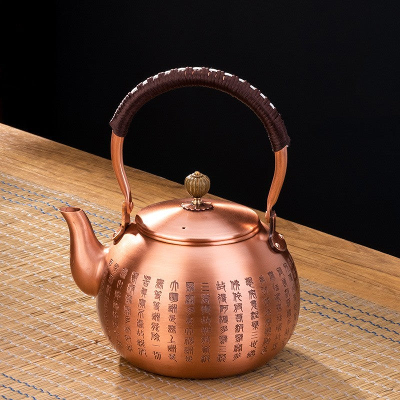 Copper Pot Tea Kettle Handmade Pure Copper Kettle Electric Ceramic Stove Side Handle Pot Pitcher Health Tea Set Copper Teapot