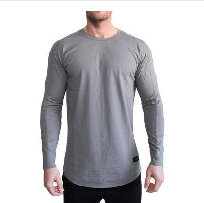 Autumn New Fitness Long Sleeve Men''s Elastic Breathable T-shirt with Pure Colour and Simple Leisure Underwear Training Suit