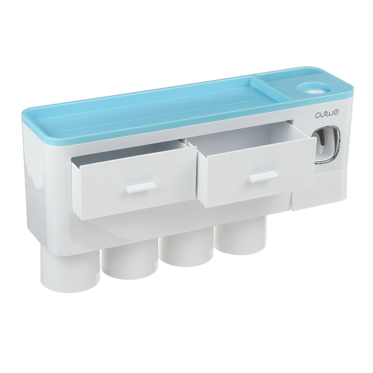 Non-marking Hanging Magnetic Toothbrush Holder Single Drawer Storage Rack With Toothpaste Squeezer Toiletry Set