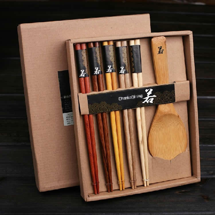 Log chopsticks rice spoon gift box set Japanese tableware promotional gifts wedding gift