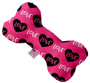 Pink Love 10 inch Canvas Bone Dog Toy