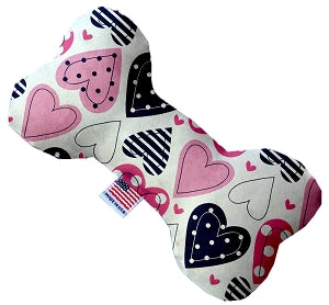 Mixed Hearts 10 inch Bone Dog Toy