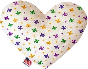 Confetti Fleur de Lis Mardi Gras 6 inch Canvas Heart Dog Toy