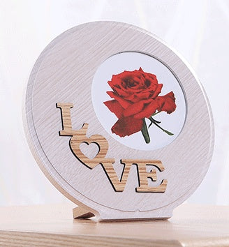 Round wooden photo frame