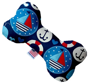 Anchors Away 10 inch Canvas Bone Dog Toy