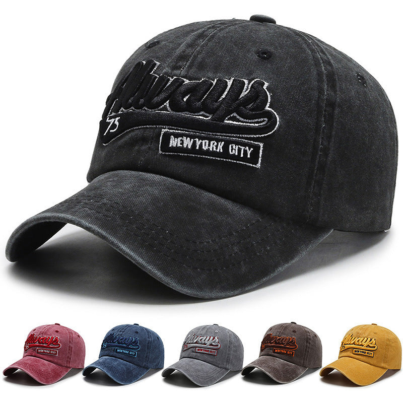 Washed denim casual baseball cap