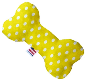 Yellow Polka Dots 8 inch Canvas Bone Dog Toy