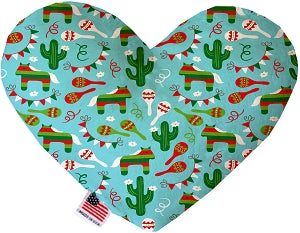 Turquoise Fiesta 6 inch Canvas Heart Dog Toy