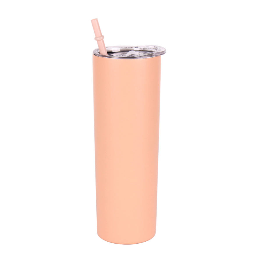 Straw Tumbler Straight Car Water Cup Double-layer Stainless Steel Insulation Cup Slimming