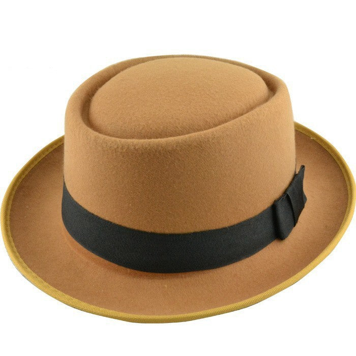 Wool felt flattened hat