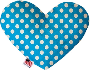 Aqua Blue Swiss Dots 8 Inch Heart Dog Toy