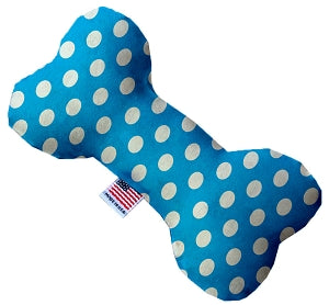 Aqua Blue Swiss Dots 10 Inch Canvas Bone Dog Toy