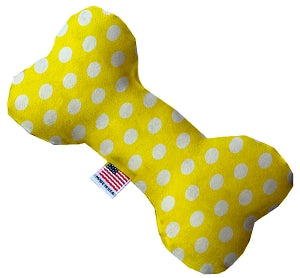 Sunny Yellow Swiss Dots 10 Inch Canvas Bone Dog Toy