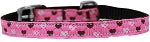 Argyle Hearts Nylon Dog Collar with classic buckle 3/8" Bright Pink Size 8