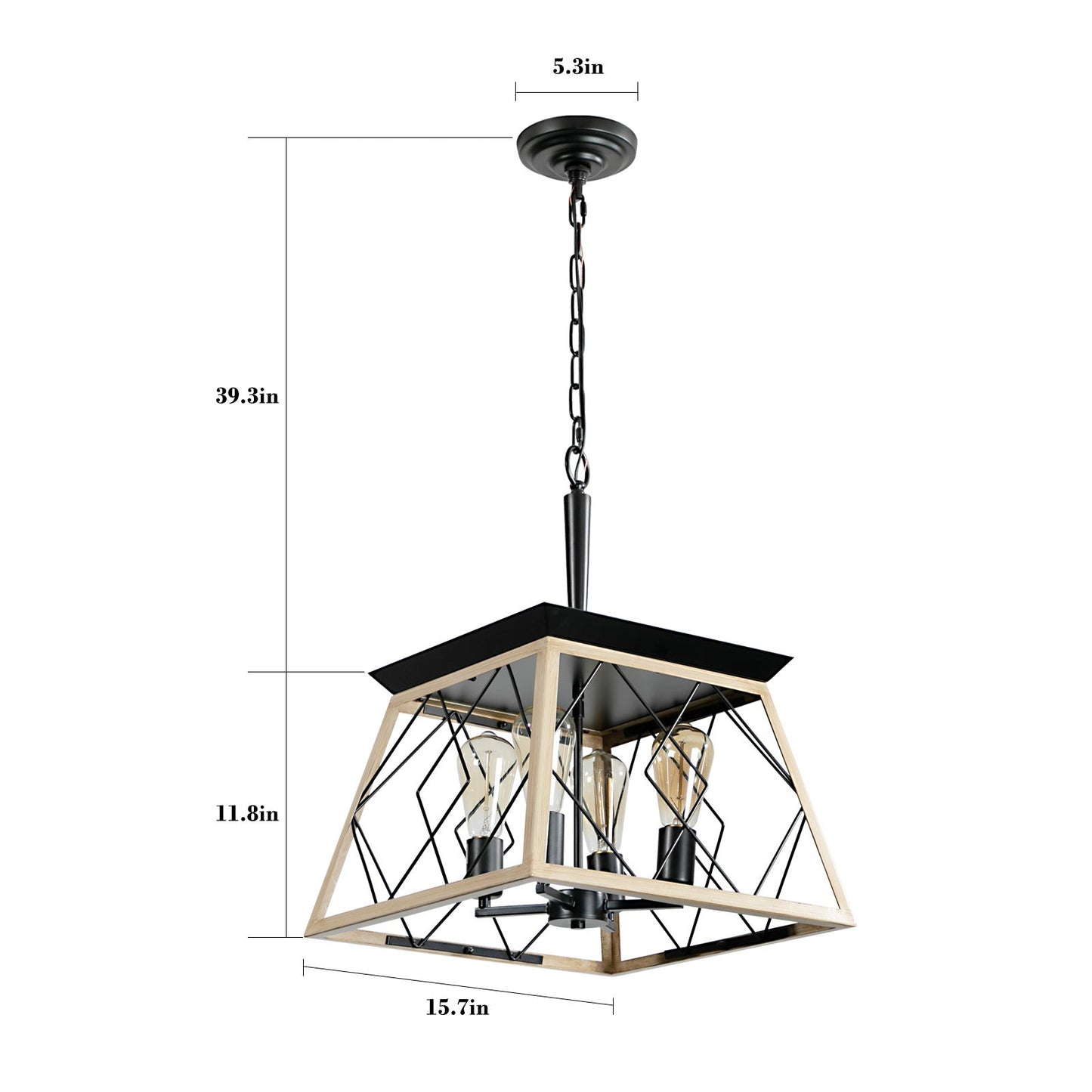 4-Light Farmhouse Chandeliers For Dining Room Oak(No Bulbs) NEW SKU