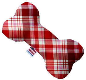 Valentines Day Plaid 10 inch Canvas Bone Dog Toy