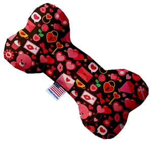 Valentines Day Bears 8 inch Canvas Bone Dog Toy