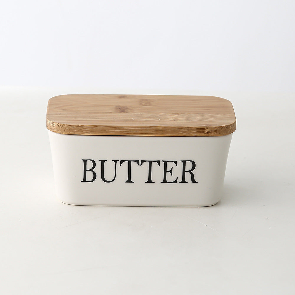 Butter Box Sealed Can Butter Bamboo Cover Cheese With Knife