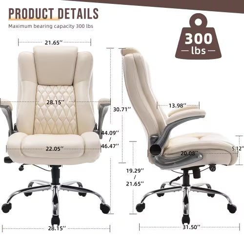 High-back Office Chair With Lifting Headrest, Adjustable Built-in Lumbar Support