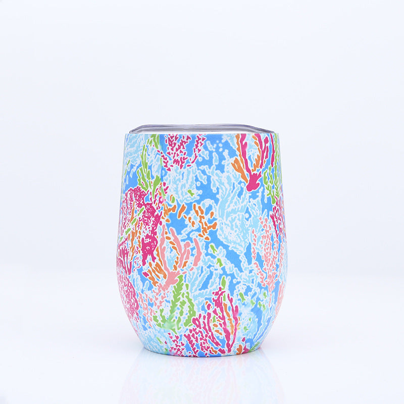 Hot Sale Flamingo Pattern Stainless Steel Wine Tumbler Mug Cup With Lid