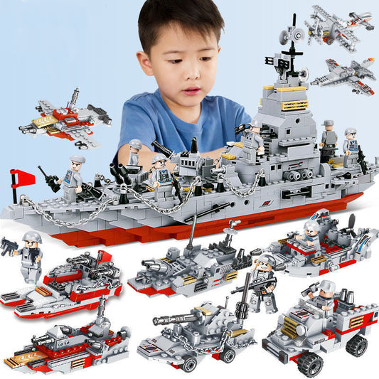 Building Blocks Aircraft Carrier Military Battleship Boy Puzzle Assembly Toy