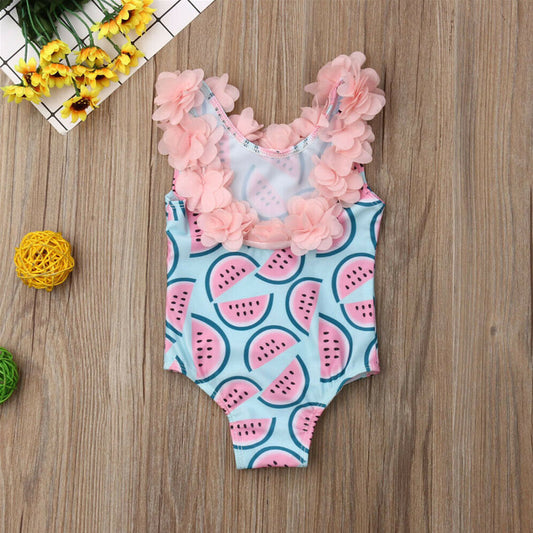 Children Baby Girl Watermelon Swimsuit 3D Flower Bikini Swimming Swimwear