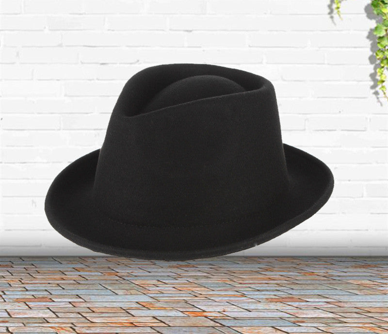 High-Grade Wool Curled Jazz Hat Wool Top Hat