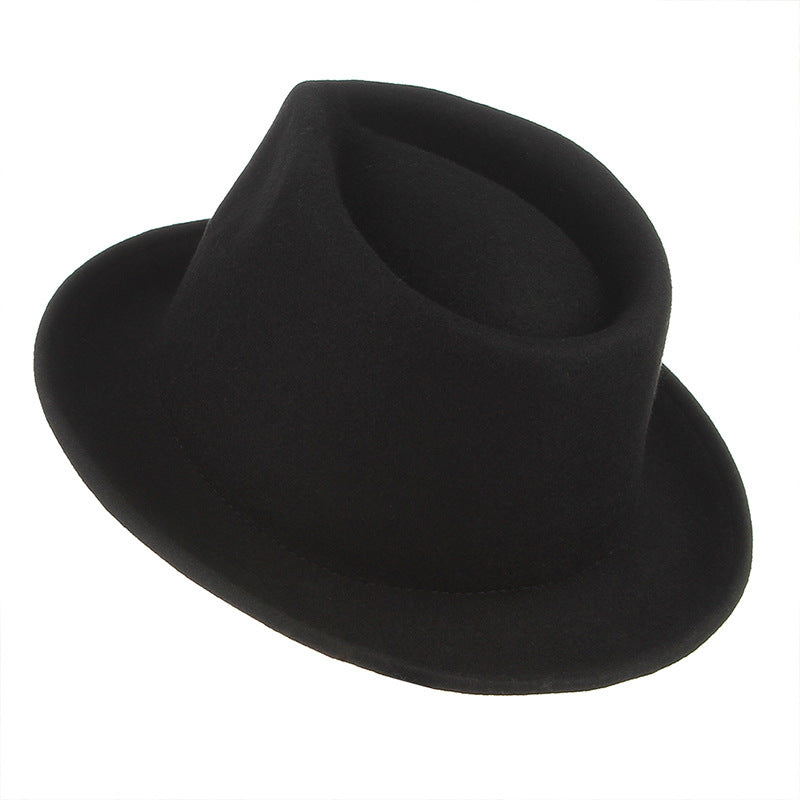 High-Grade Wool Curled Jazz Hat Wool Top Hat