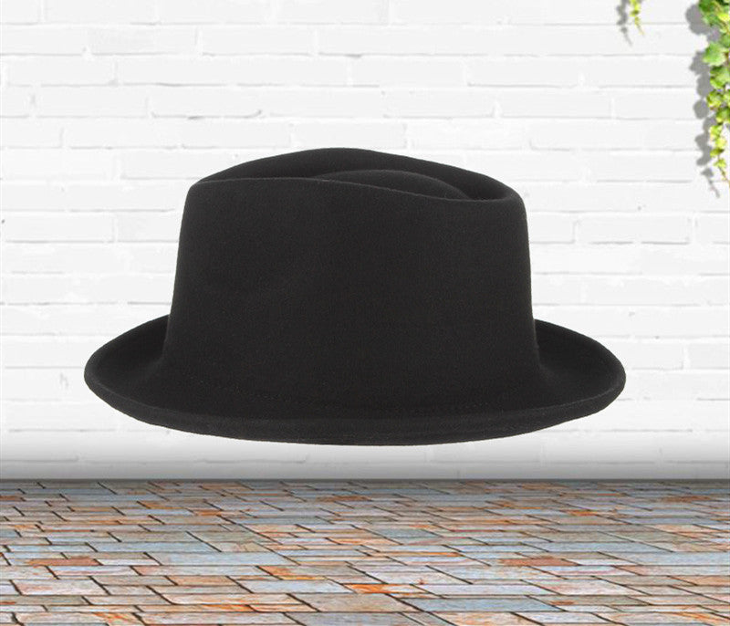 High-Grade Wool Curled Jazz Hat Wool Top Hat