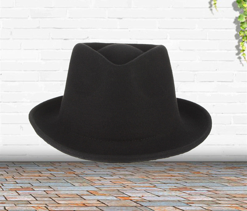 High-Grade Wool Curled Jazz Hat Wool Top Hat