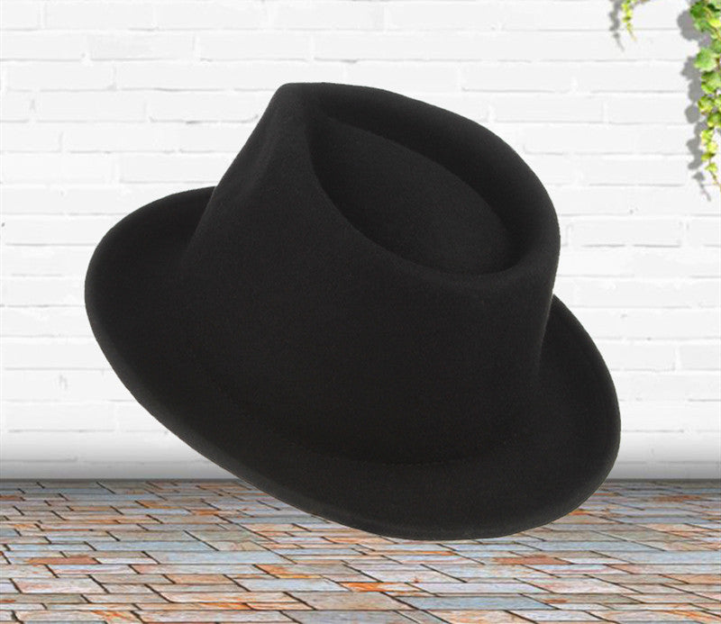 High-Grade Wool Curled Jazz Hat Wool Top Hat