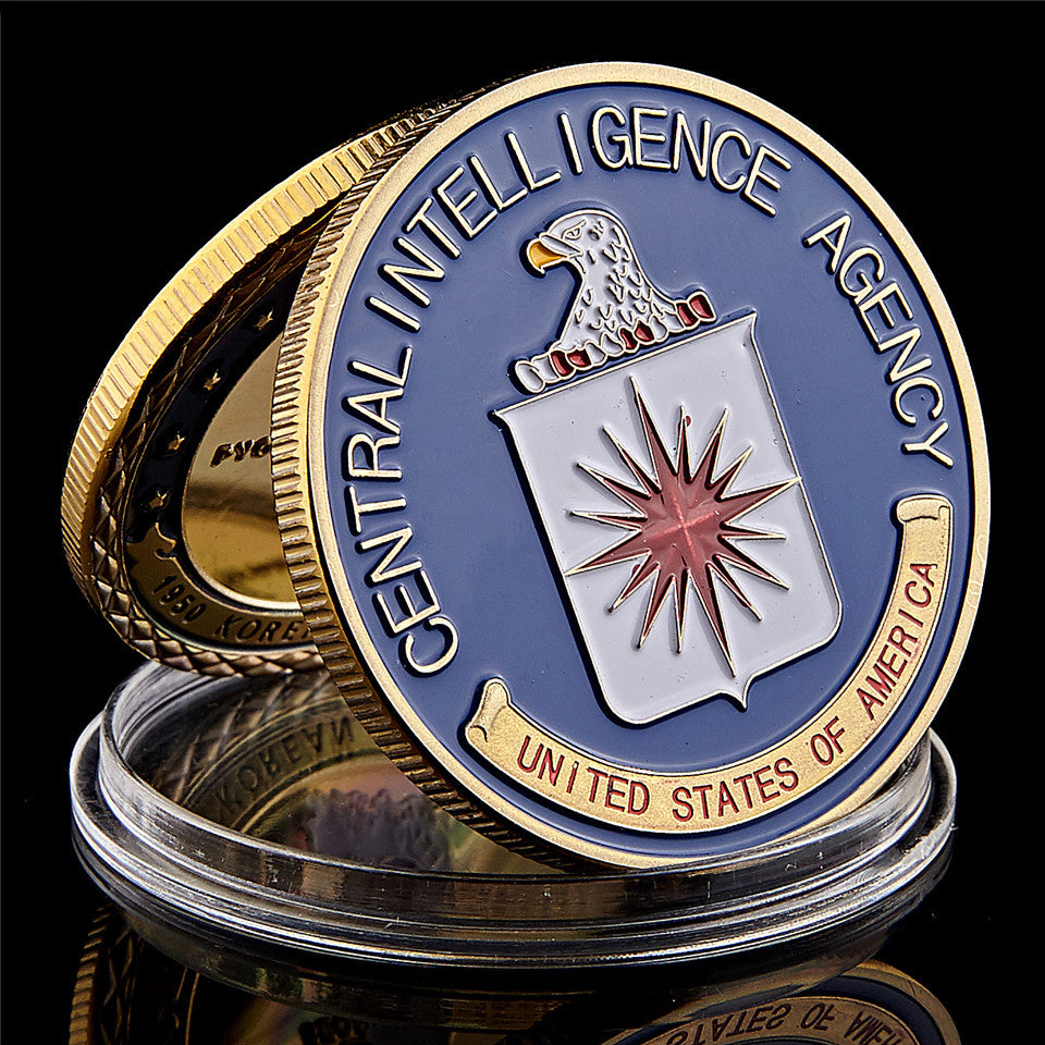 America Military US Central Intelligence Agency Coin Gold CIA Challenge Coin Collectibles With Hard Capsule