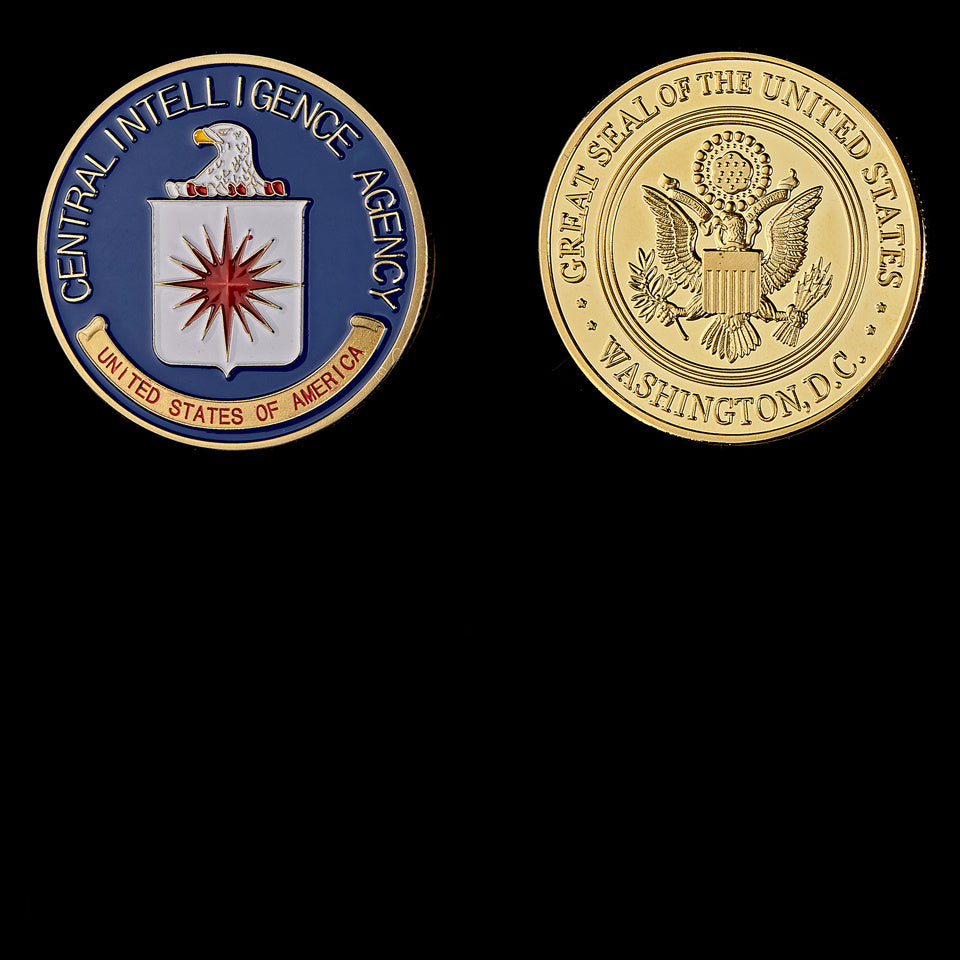 America Military US Central Intelligence Agency Coin Gold CIA Challenge Coin Collectibles With Hard Capsule