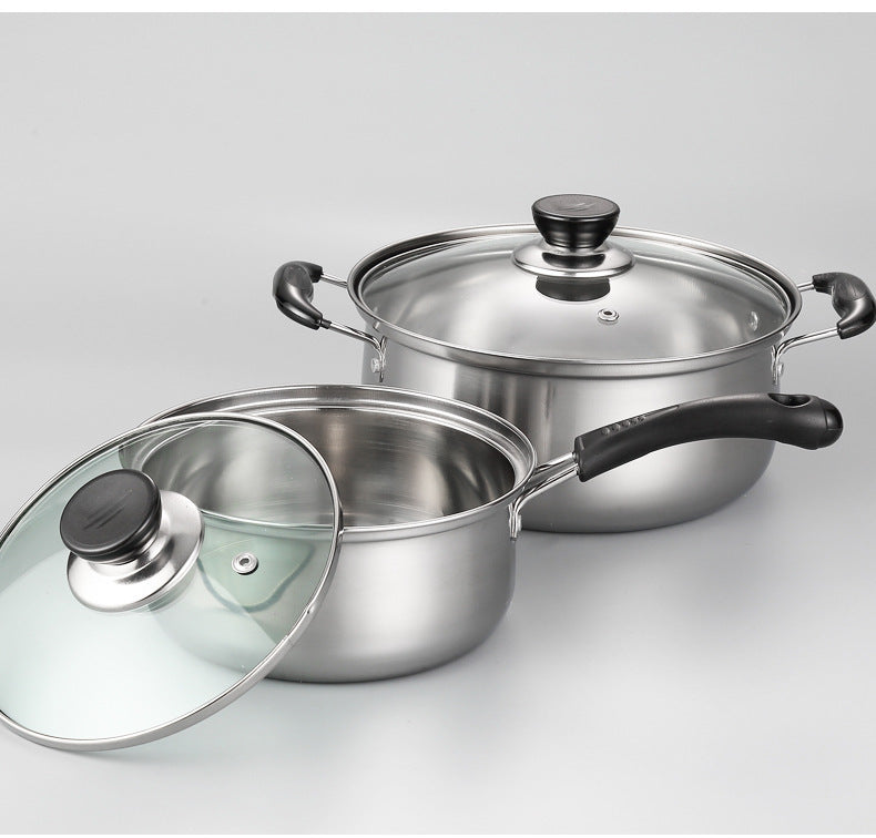 Stainless Steel Kitchenware Set Three-piece Pot Soup Pot Wok Kitchen Gift Gift Combo Set Pot