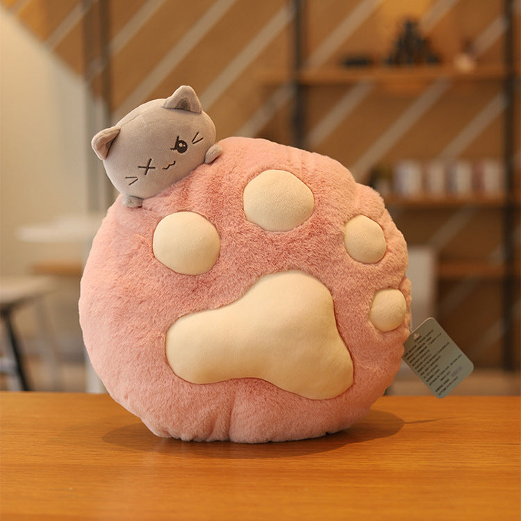 Plush Cat Paw Pillow Stuffed Funtional Cartoon Animal Quilt Home Sofa Decor Plushie Props