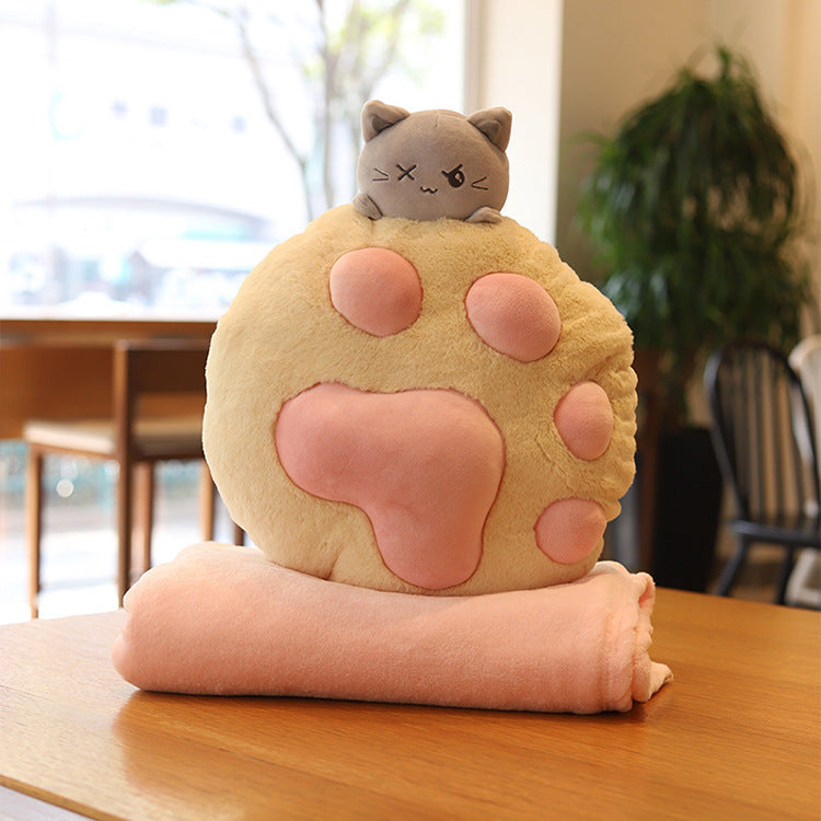 Plush Cat Paw Pillow Stuffed Funtional Cartoon Animal Quilt Home Sofa Decor Plushie Props