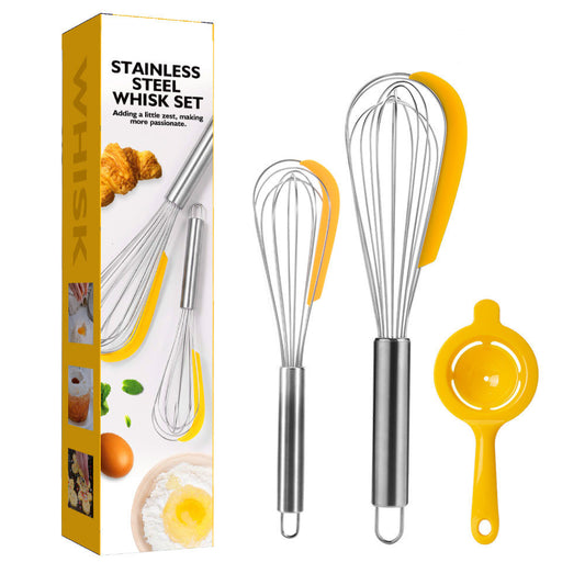 3pc Stainless Steel Balloon Wire Whisk Manual Egg Beater Mixer Baking Utensil Milk Cream Butter Whisk Mixer Cooking Gadgets