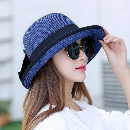 Bow-knot Sun Hat, Foldable Sun Hat, Sun Protection, Big-brimmed Hat