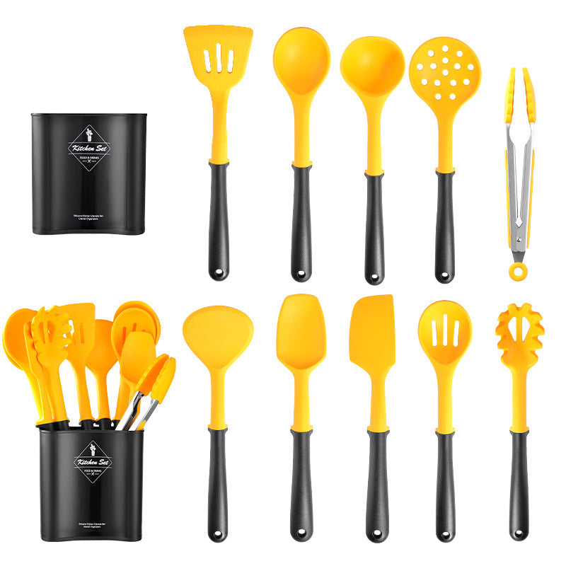 Black And Yellow Stitching Silicone Kitchenware Set