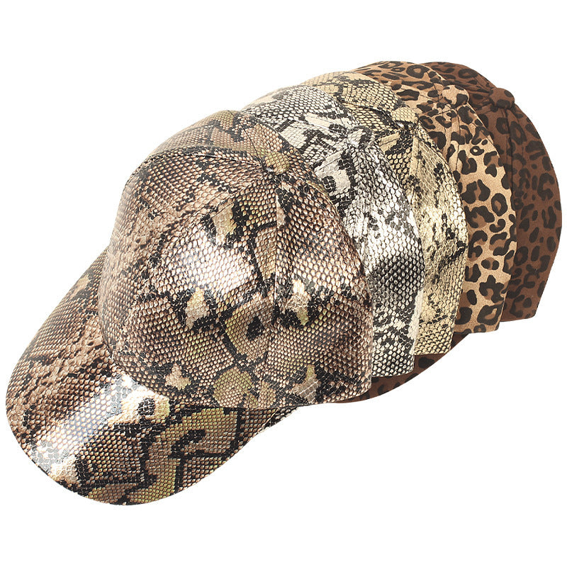 PU Serpentine Baseball Cap Sun-proof Peaked Cap