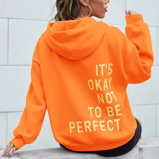 Women's Multi-color Letters Printed All-matching Casual Long Sleeve Sweatshirt (It's Okay Not to Be Perfect)