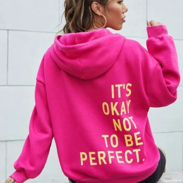 Women's Multi-color Letters Printed All-matching Casual Long Sleeve Sweatshirt (It's Okay Not to Be Perfect)