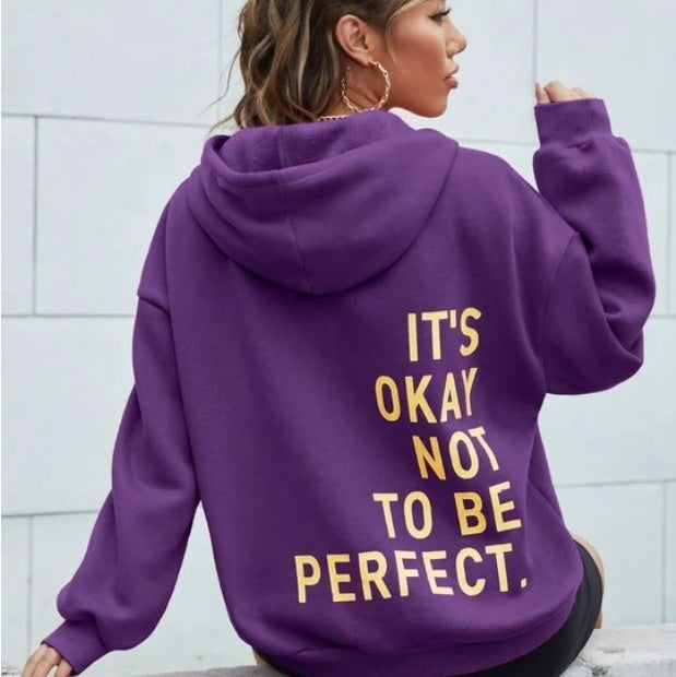 Women's Multi-color Letters Printed All-matching Casual Long Sleeve Sweatshirt (It's Okay Not to Be Perfect)