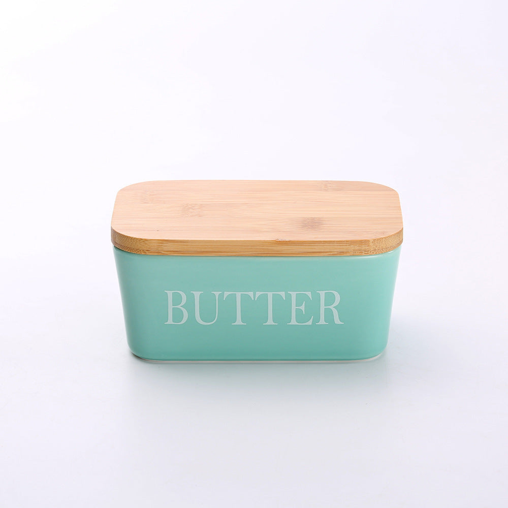 Butter Box Sealed Can Butter Bamboo Cover Cheese With Knife