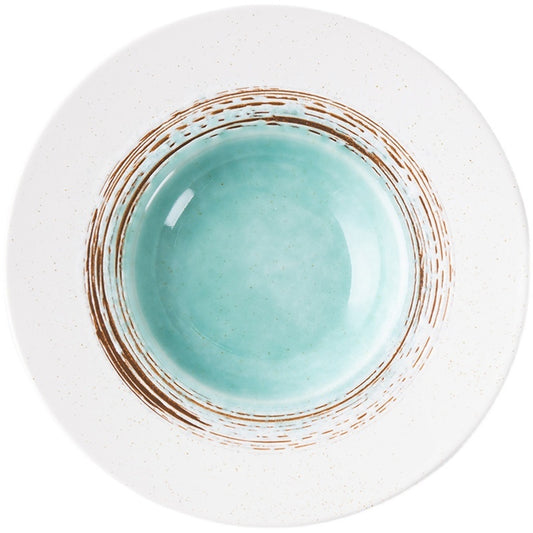 Japanese Creative Ceramic Soup Plate, Deep Dish, Pasta Dish, Western Dish, Household Round Dish